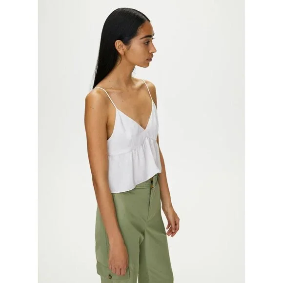 Aritzia LITTLE MOON Lover Nutmeg Brown Satin Cropped Peplum Camisole, Size XS - Picture 11 of 13